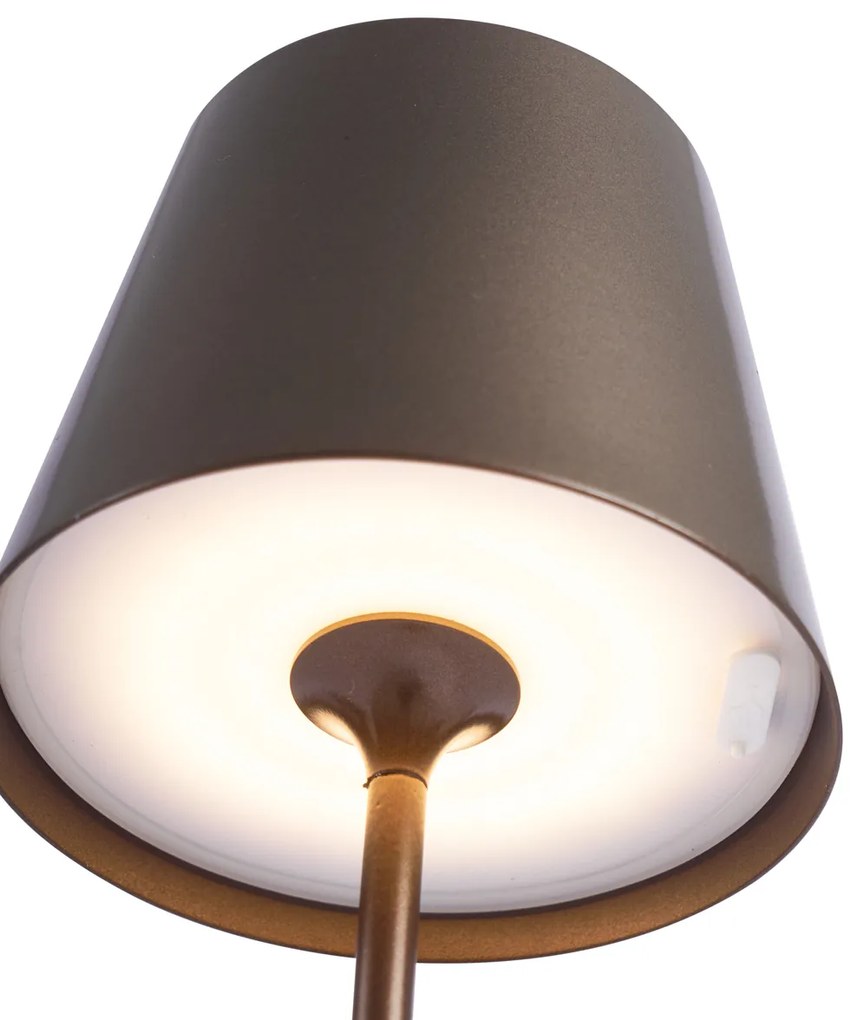 Moderná stolná lampa tmavý bronz 37 cm vrátane LED stmievateľná IP54 nabíjateľná - Topi
