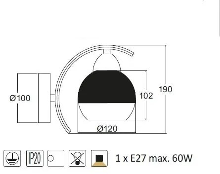 ACA DECOR Nástenné svietidlo ALIEN max. 60W/E27/230V/IP20, farba medi