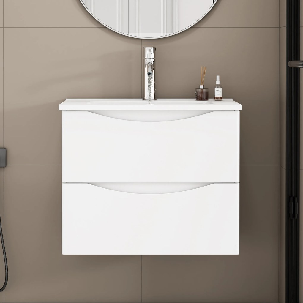 Závesná skrinka pod umývadlo Houseland Bravio 60 cm biela