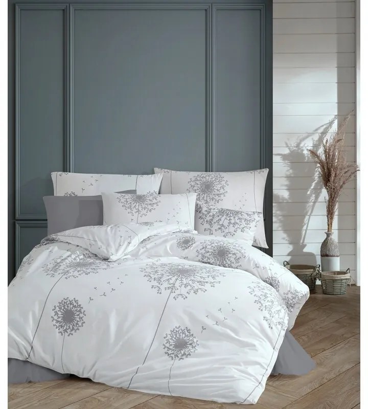 BedTex Bavlnené povlečení Pampeliška šedá, 220 x200 cm, 2 ks 70 x 90 cm