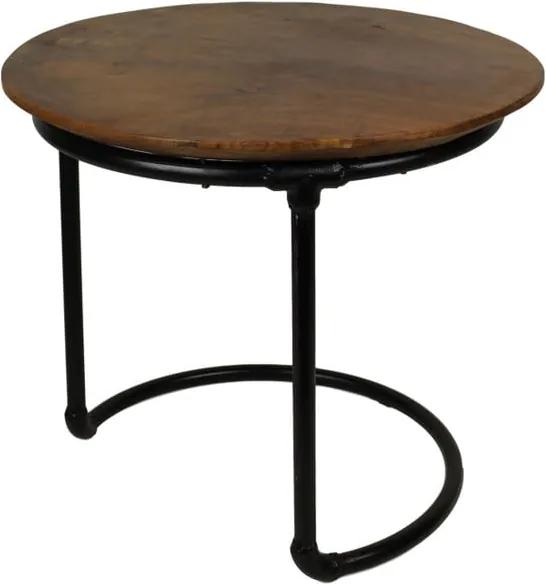 Odkladací stolík z teakového dreva HSM collection Pipe, ⌀ 48 cm