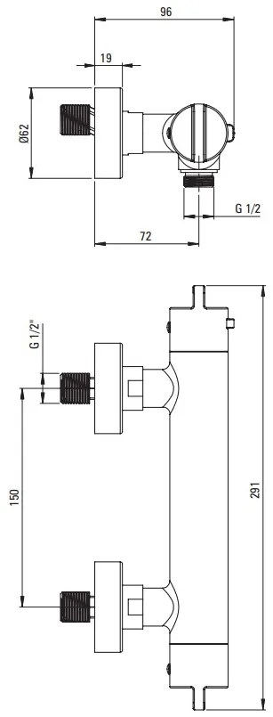 Deante Cascada, termostatická sprchová batéria, titánová, DEA-BCH_D4BT