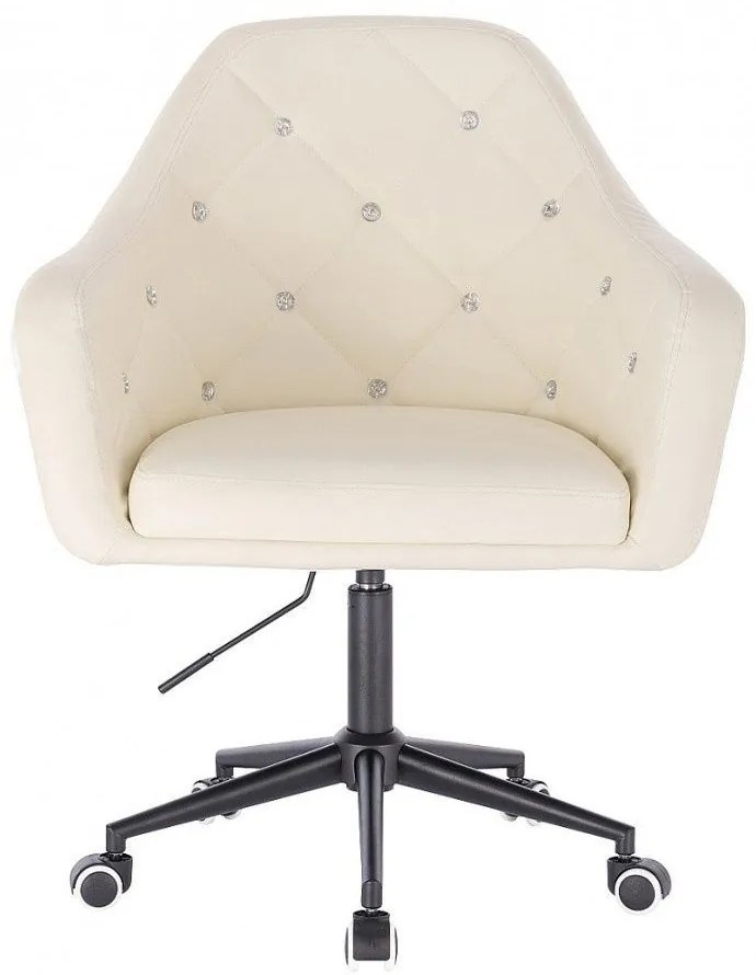 LuxuryForm DESIGN Kreslo ROMA na čiernej podstave s kolieskami - krémové