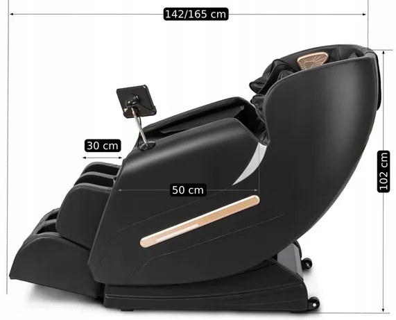 Masážne kreslo GALACTICO čierne, ekokoža, anglické menu