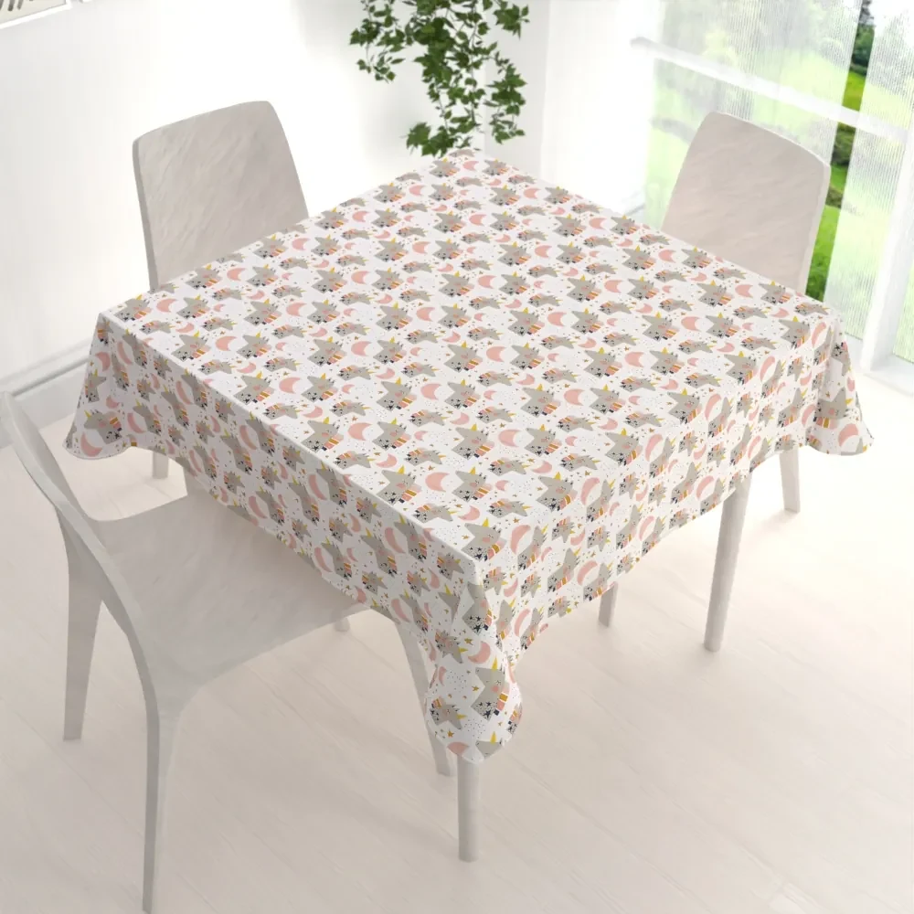 Biante Detský bavlnený štvorcový obrus Sandra SA-562 Spiace jednorožce medzi hviezdičkami na bielom 110x110 cm