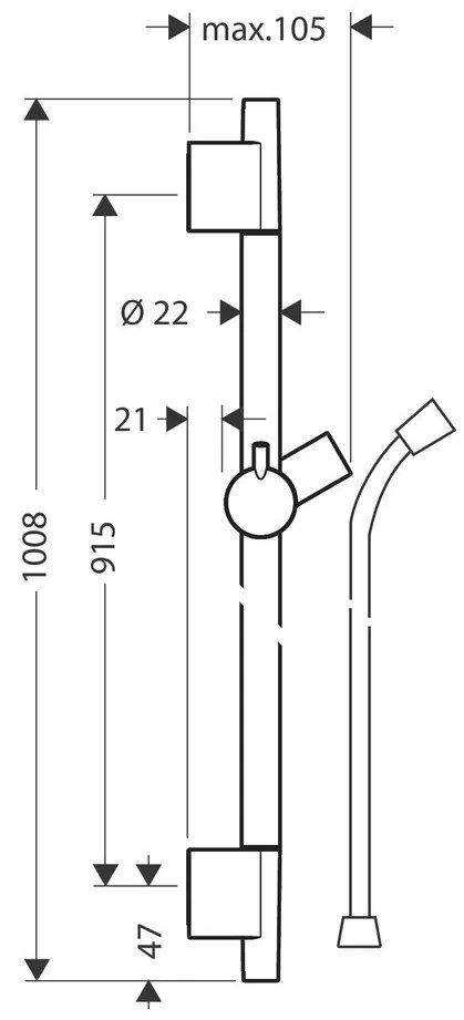 Hansgrohe Unica - S Puro sprchová tyč 900 mm so sprchovou hadicou Isiflex 1600 mm, leštený vzhľad zlata 28631990