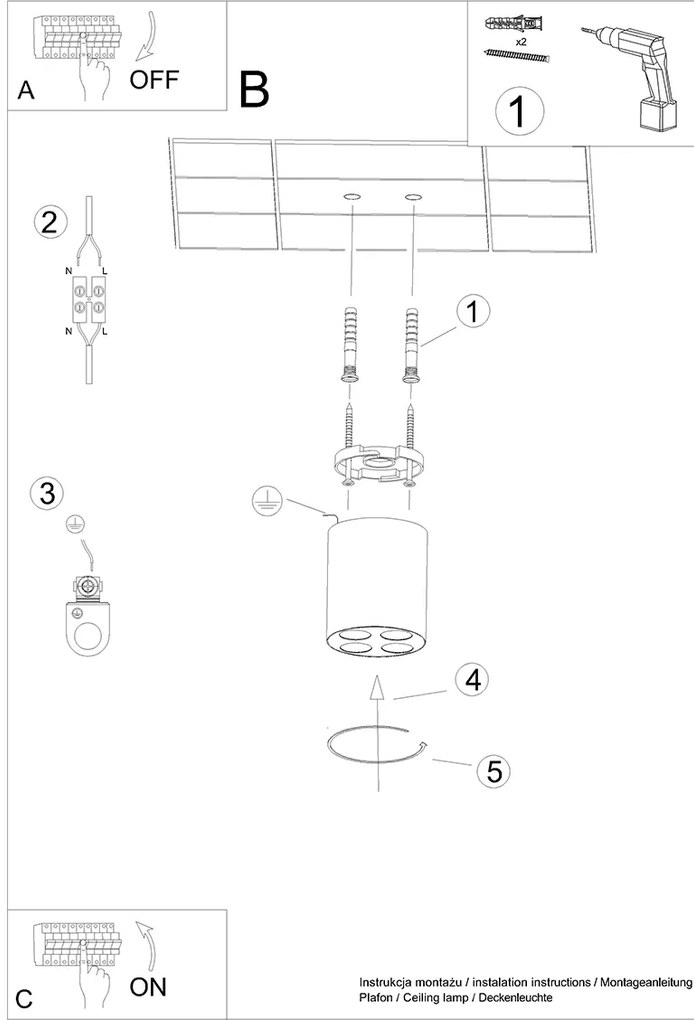 Stropné LED svietidlo Zoe, 4x LED 9w, 4000k, w