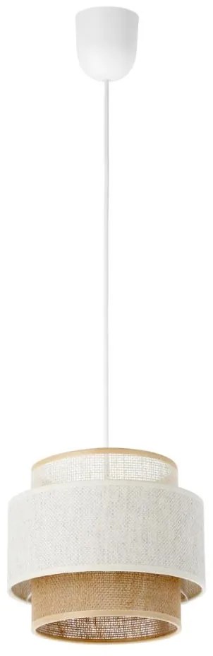 Luster na lane BOHO 1xE27/60W/230V, priemer 20 cm, biela/juta