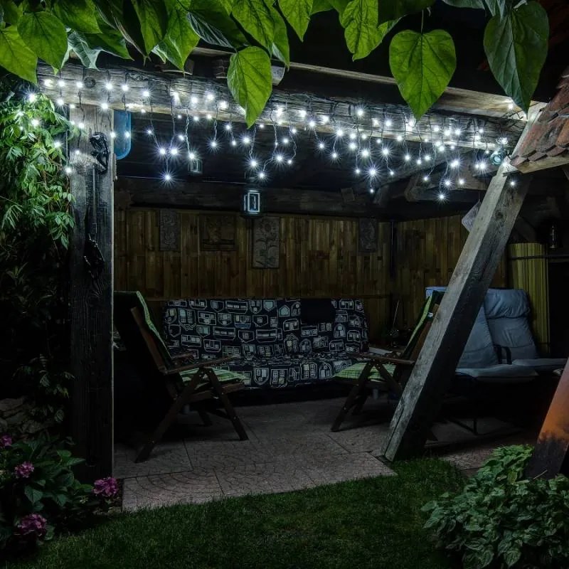 DECOLED LED světelná sada na dům, 9+1 zdarma, ledově bílá s Flash, černý kabel, Easy Fix, IP67