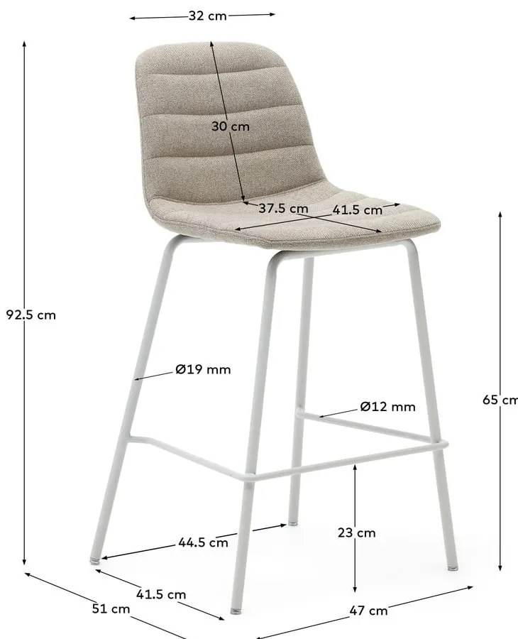 Béžové barové stoličky v súprave 2 ks 92,5 cm Zunilda – Kave Home