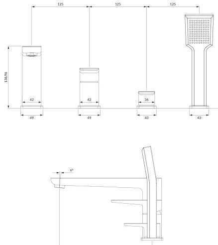 OMNIRES PM7432BL - Vaňová batéria 4-otvorová PARMA matná čierna