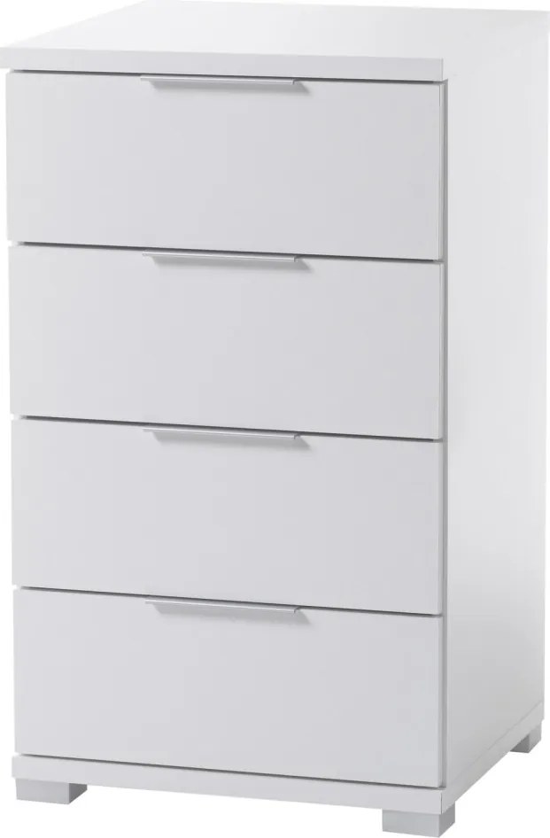 Nočný stolík/skrinka so 4 zásuvkami Smilla, výška 79 cm, biely