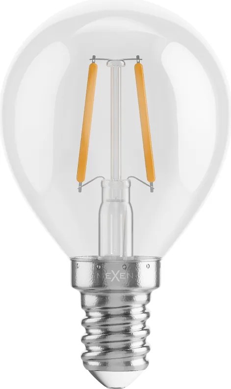 Mexen Vintis, LED filamentová žiarovka E14, G45, 2 W, teplá biela 2700K, číra, L156-E14-0227-00
