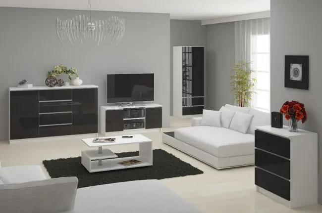 Stolík pod TV RTV 120 2D 1P grafitový, lesk