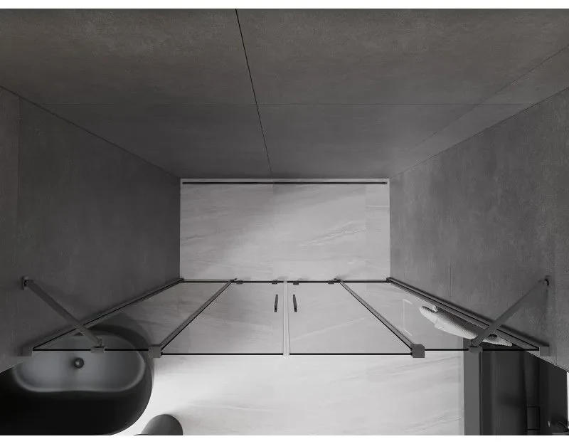 Mexen Velar Duo, posuvné sprchové dvere do otvoru 180 cm, 8mm šedé sklo, grafit brúsený, 871-180-000-42-66