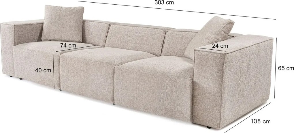 Trojmiestna pohovka Lora 303 cm mocha