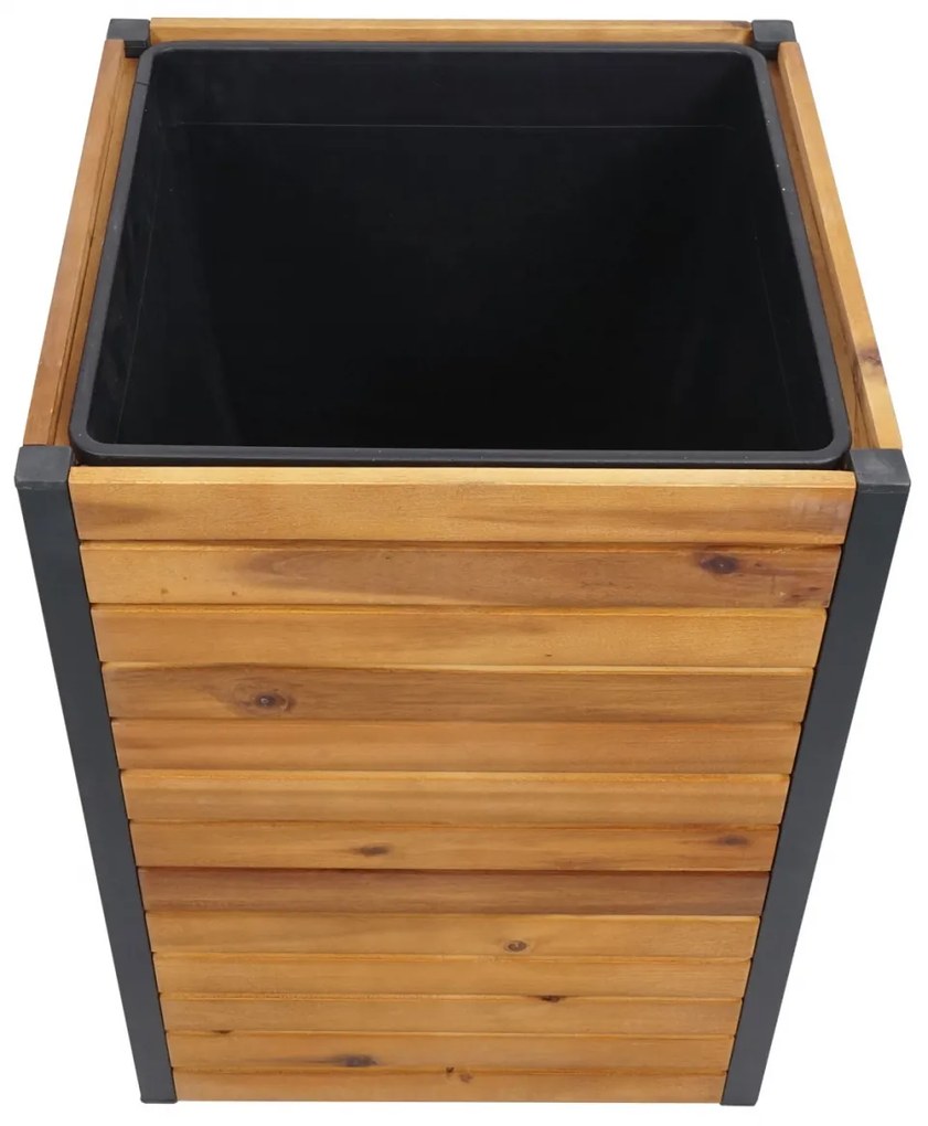 Kvetináč HWC-L23, 60x42x42cm, hliník, akáciové drevo - hnedá