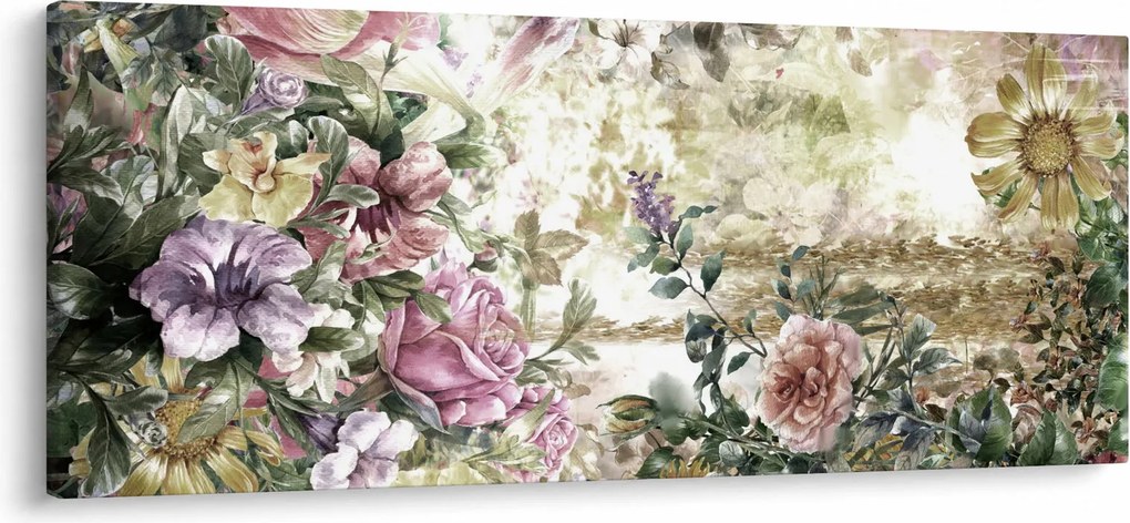 Obraz - Dizajnové kvety (120x50 cm)