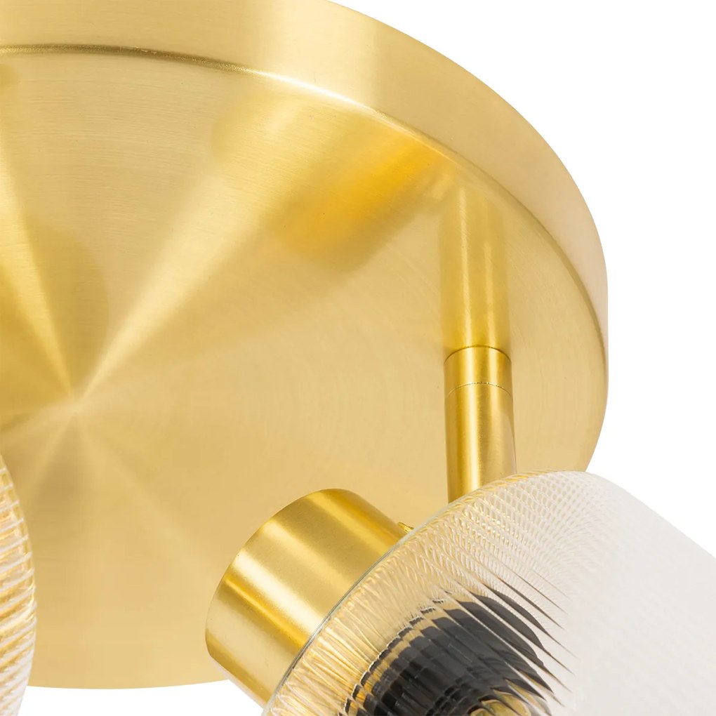 Stropné bodové svetlo zlaté so sklom 3-žiarovkové nastaviteľné okrúhle - Laura