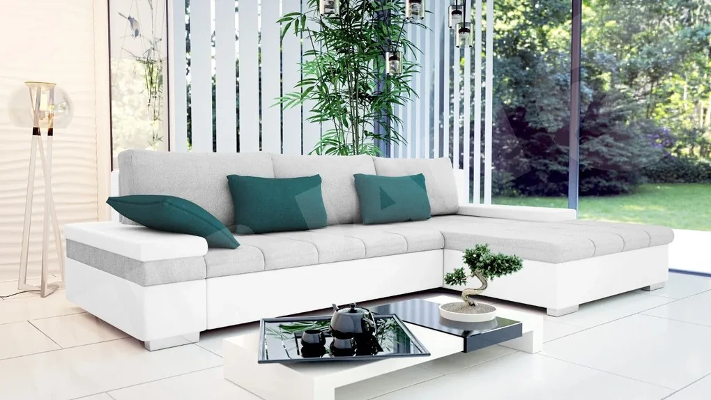 Rohová sedačka Kanton, Dostupné poťahy: ekokoža Soft 011 + Lawa 05, Strana: pravá