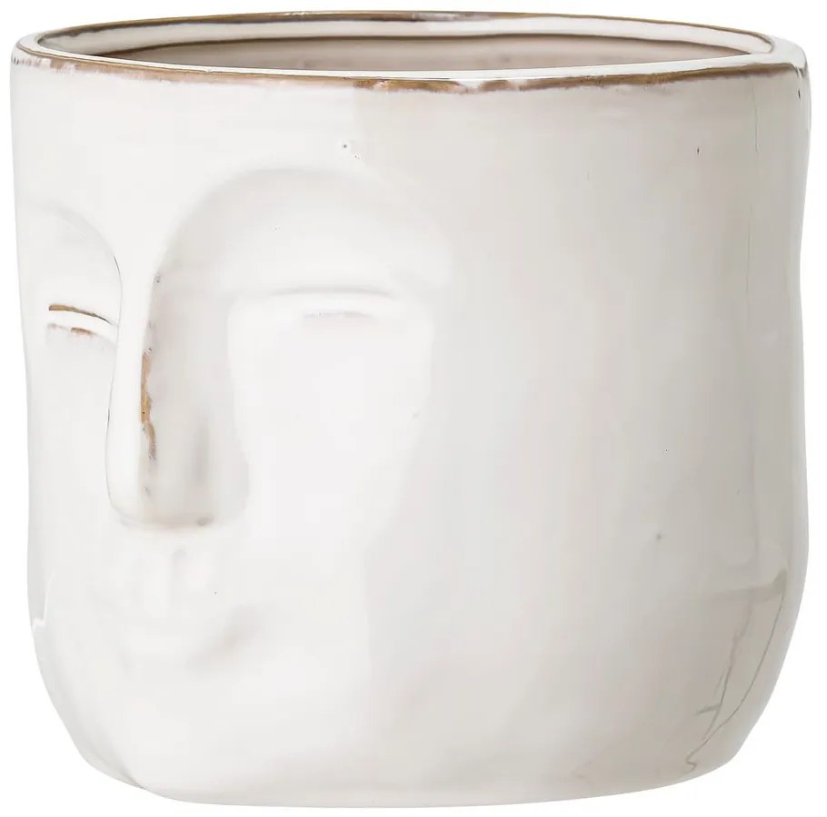 Biely terakotový kvetináč Bloomingville Ignacia, výška 15,5 cm