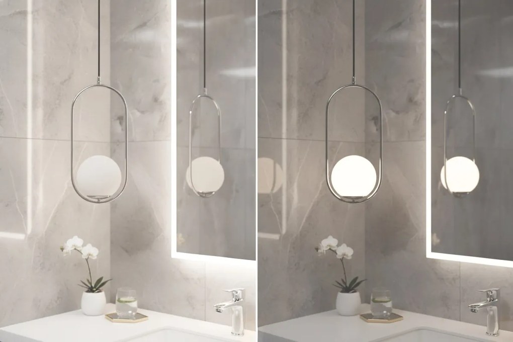 Závesné svietidlo Florence, 1x biele sklenené tienidlo, ch, U