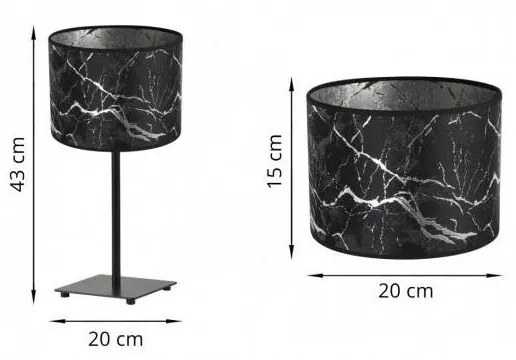 Stolná lampa Werona 3, 1x čierne textilné tienidlo so vzorom, (výber zo 4 farieb konštrukcie), s