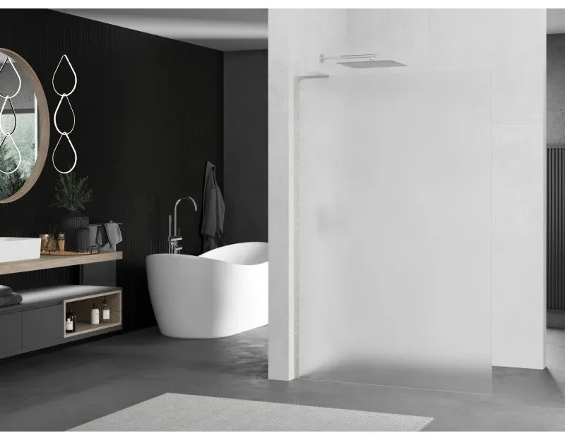 Mexen Kioto L, sprchová zástena Walk-In 120 x 200 cm, 8mm sklo námraza, brúsená oceľ profil, 800-120-103-97-30