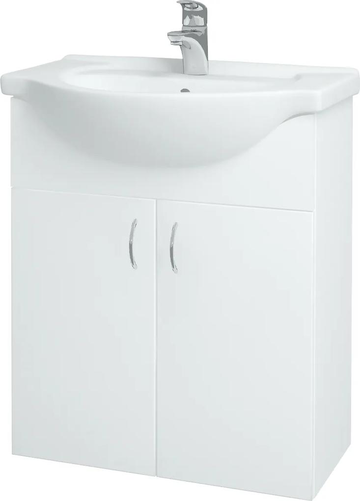 Dřevojas - Kúpeľňová skriňa PLUTO SZD2 65 - N01 Bílá lesk / N01 Bílá lesk (52341)