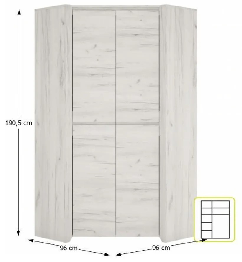 Rohová šatníková skriňa Adamus Typ 21 2D. Vlastná spoľahlivá doprava až k Vám domov. 788460