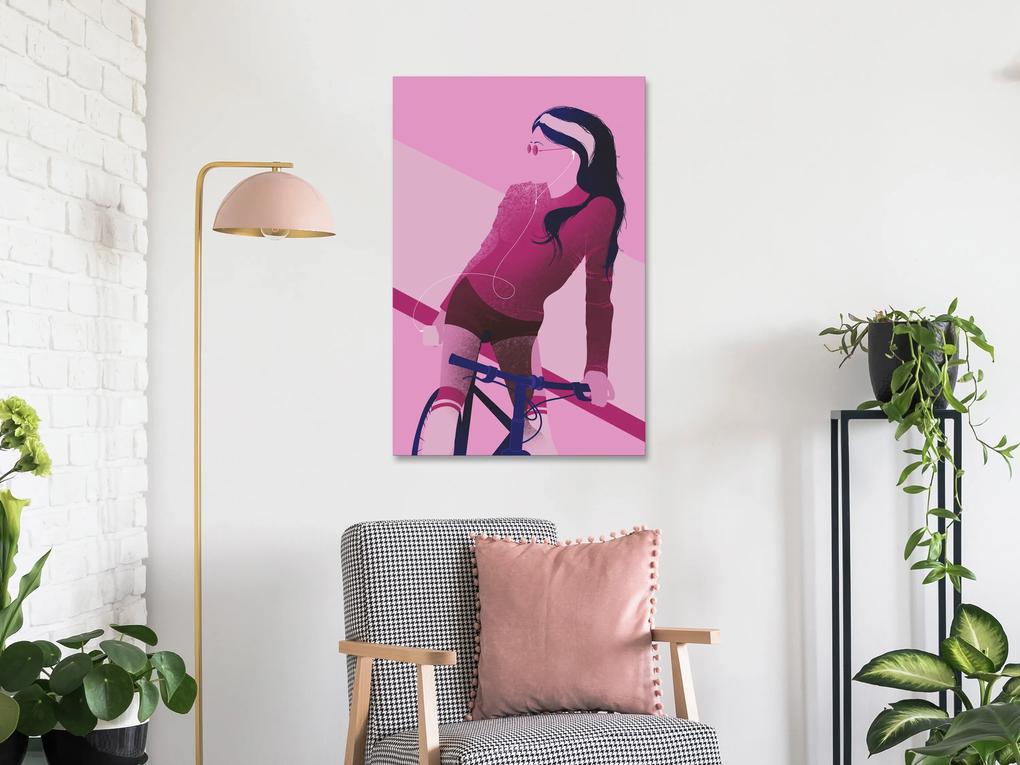 Artgeist Obraz - Woman on Bicycle (1 Part) Vertical Veľkosť: 40x60, Verzia: Na talianskom plátne