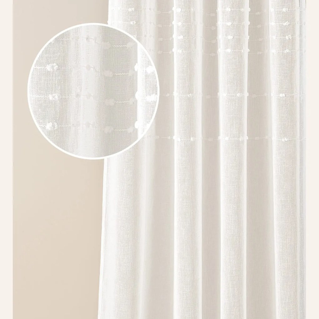 Moderná krémová záclona Marisa so striebornými priechodkami 300 x 250 cm