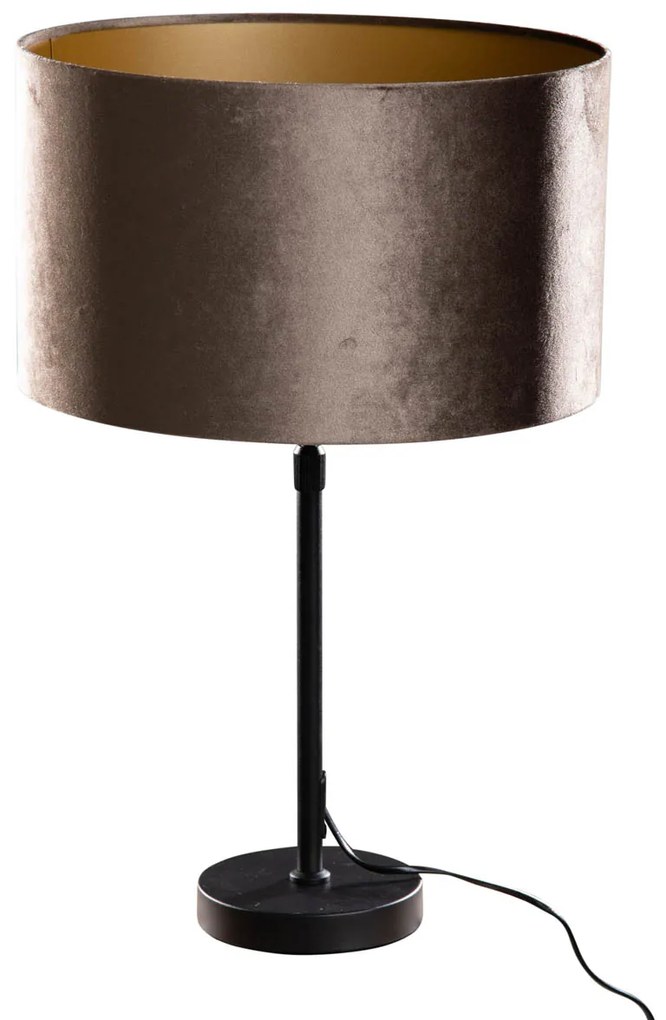 Stolová lampa čierna s zamatovým tienidlom zelená 35 cm - Parte