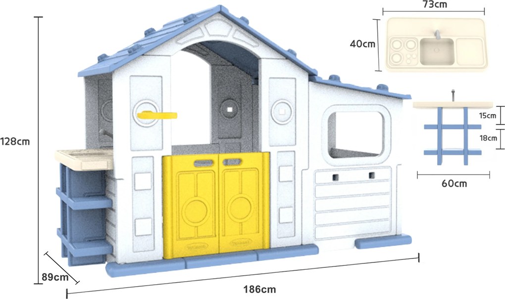 Ramiz Veľký dom s predsieňou, košom a umývadlom Modrá strecha