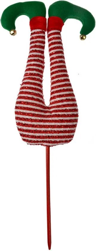 Vianočné dekorácie zápich červenej nohy škriatka Elfa - 19*4*52 cm