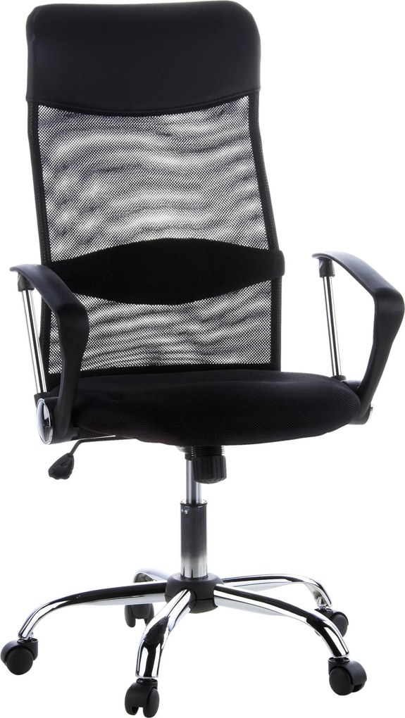 XXXLutz OTOČNÁ STOLIČKA, vzhľad kože, sieťovina, čierna, chrómová MID.YOU - Online Only kancelárie - 001918005801