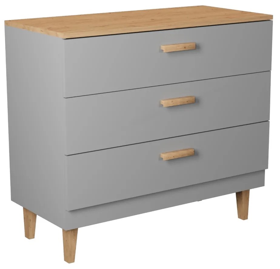 Komoda so zásuvkami DENVER 100 cm sivá/dub hickory