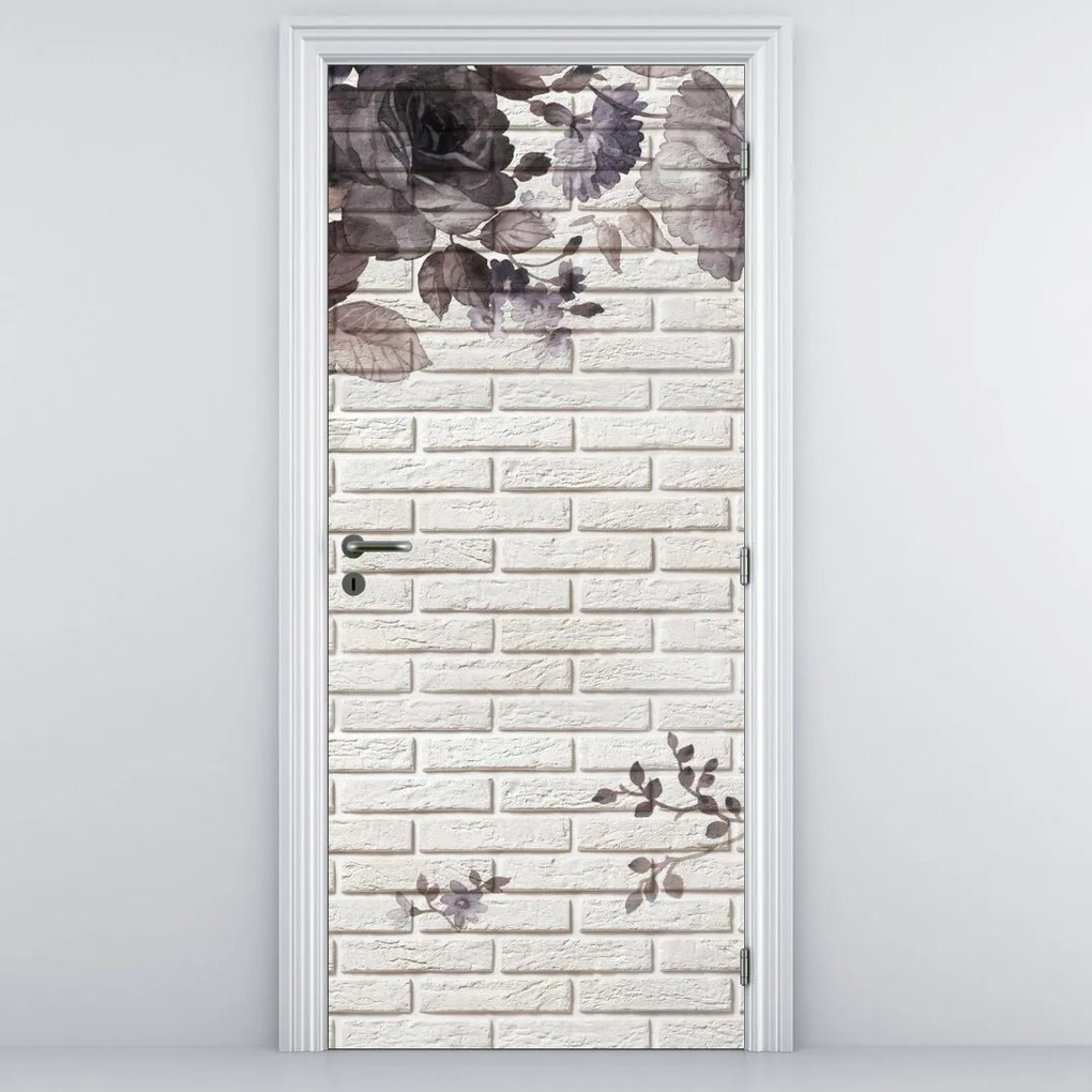 Fototapeta na dvere - Múr s kyticou (95x205cm)