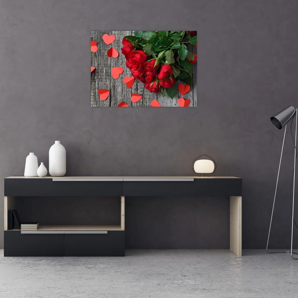 Sklenený obraz ruží (70x50 cm)