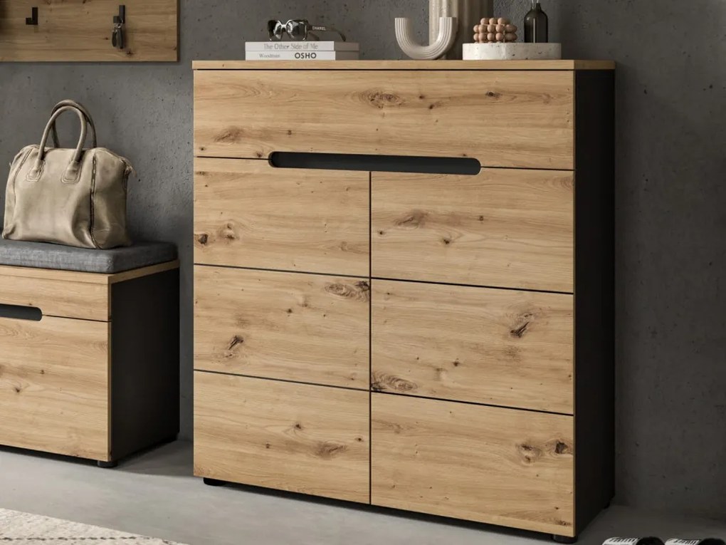 Predsieňová zostava Cano (5-dielna), šedá/dub artisan