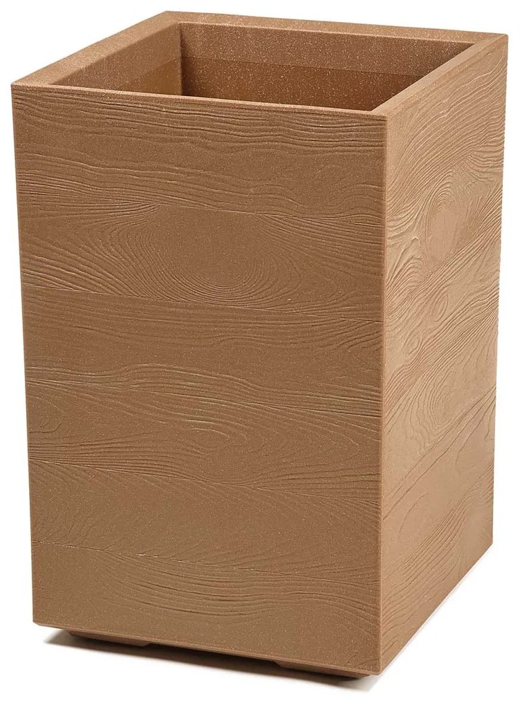 PLASTOVÝ KVETINÁČ NA KOLIESKACH BETONIQUE ECO 60X40X40 CM DREVENÝ DEKOR HNEDÁ