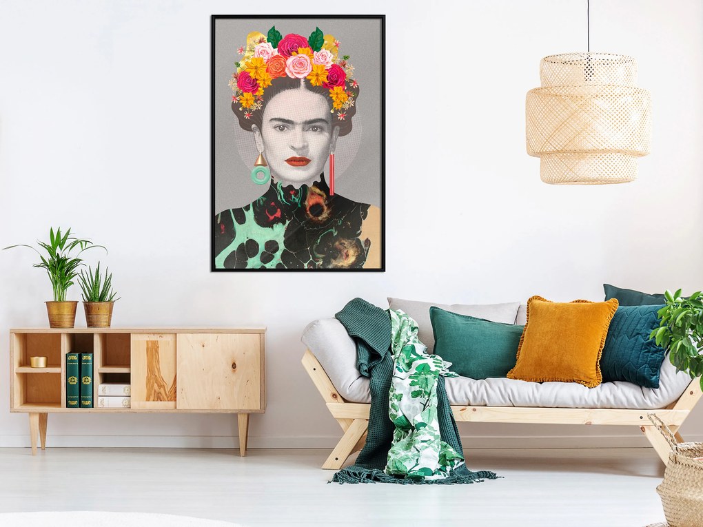 Artgeist Plagát - Majestic Frida [Poster] Veľkosť: 20x30, Verzia: Zlatý rám s passe-partout