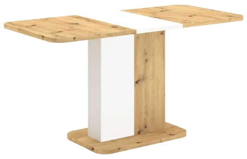 Jedálenský rozkladací stôl, dub artisan/biela, 110-145x68,6 cm, NETOX