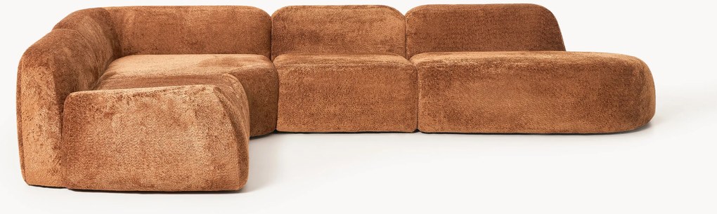 XL modulárna rohová pohovka z plyšového buklé Wolke