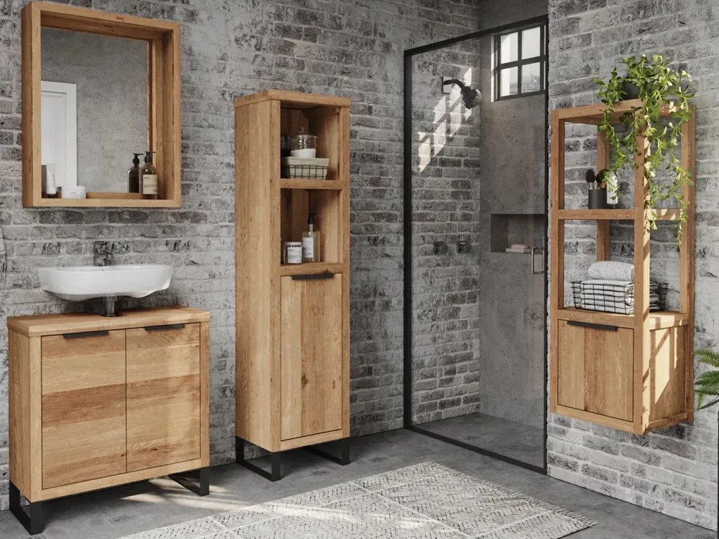 furniture-nabytek.cz - Masivní skříňka pod umyvadlo Sydney z divokého dubu, olejovaná, hnědá – 56×25×60 cm