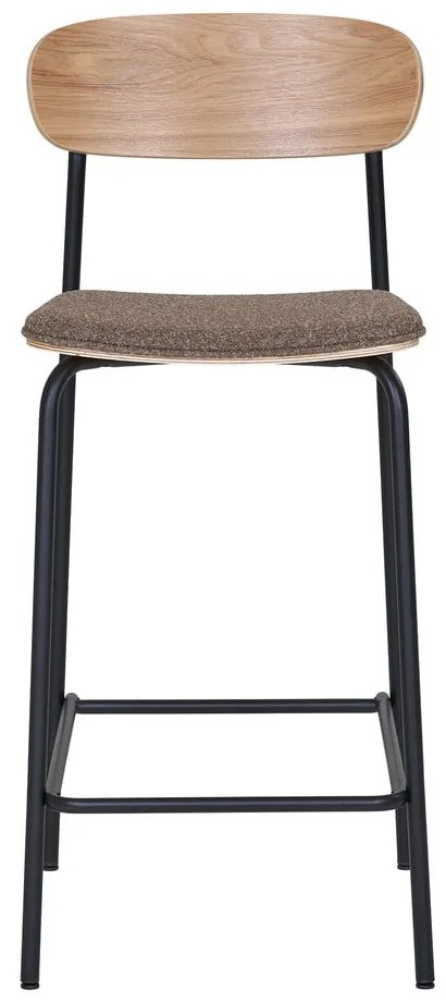 Čierna/hnedá stohovateľná barová stolička v dekore jaseňa (výška sedadla 66 cm) Estepona – House Nordic