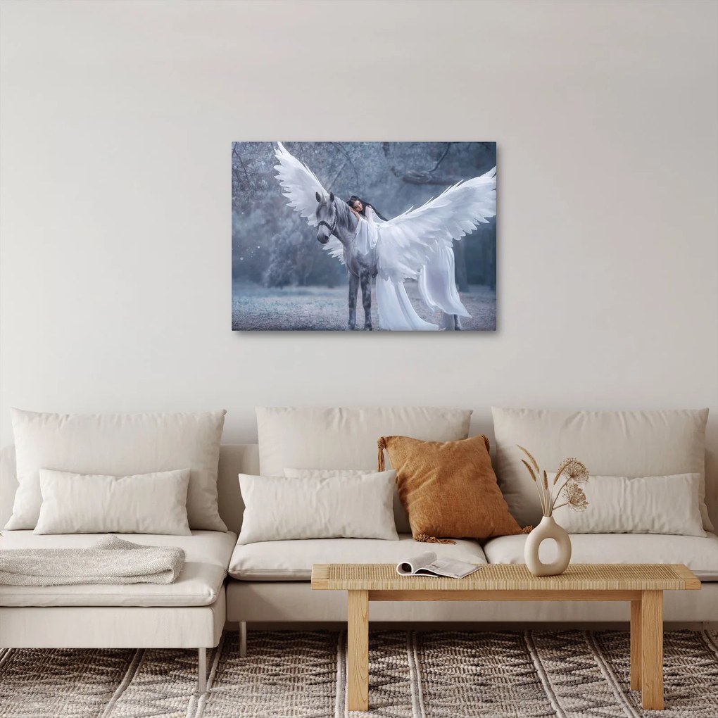 Obraz dievčaťa na jednorožcovi (70x50 cm)