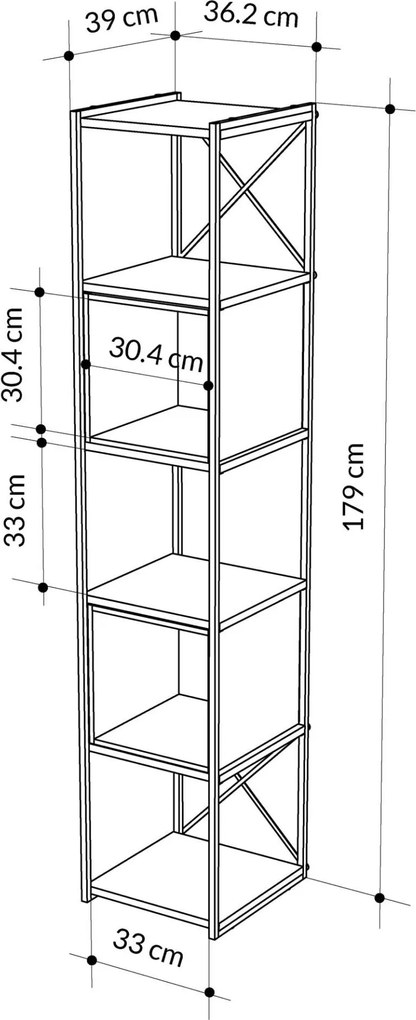 Knižnica Houseland Vale Mini čierna/sivo-zelená