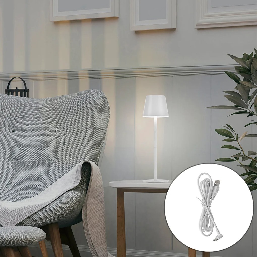 Stolná lampa biela vrátane stmievateľnej a nabíjateľnej LED IP54 - Murdock