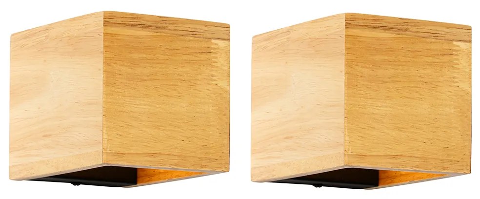 Sada 2 inteligentných nástenných svietidiel dubové drevo vrátane Wi-Fi G9 - Transfer